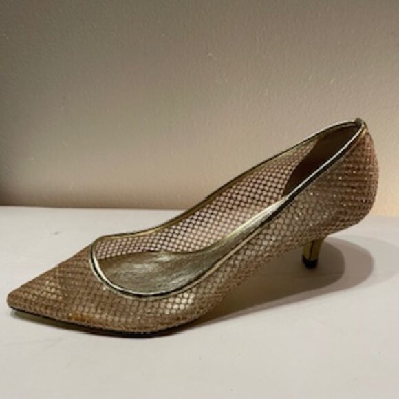 Adrianna Papell Lois Honeycomb Dress Pumps Gold Mesh 8.5M - Picture 5 of 11